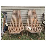 PAIR OF WOODEN OUTDOOR CHAIRS