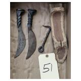 2-HAND FORGED KNIVES FROM RAILROAD SPIKES