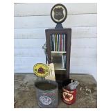 OLD PAY MINOW BUCKET & REPRODUCTION OIL CANS