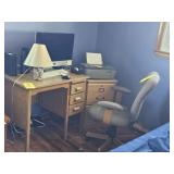 EARLY OAK DESK/APPLE MONITOR, PRINTER, OAK TYPE