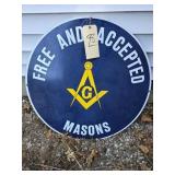APPROX. 29 INCHES IN DIA. FREE MASON METAL SIGN