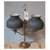 SOCK DARNER, CLOCK W/TEMP. GLASS DOUBLE SHADE LAMP