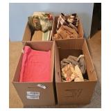4 BOXES OF PLACEMATS, RUGS & BLANKETS/THROWS