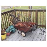 RED LAWN CART & PLANTERS