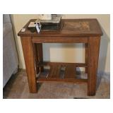 PINE MARBLE TOP END TABLE & TRIVETS