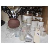 CANISTER SET, CUTTING BOARD, MEASURING CUPS