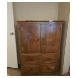 HANDMADE WOODEN WARDROBE W/DRAWERS
