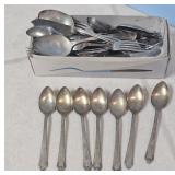 6 NICKLE SILVER SPOONS & SILVER PLATE FLATWARE
