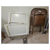 2 FOLDING CHAIRS & EARLY TV TRAYS