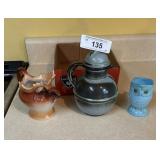 Frankoma tea pot, Austria Elk porcealin creamer,