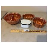 Jello molds & enamel refrigator dish