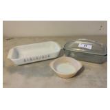 Westinghouse loaf pan & two fire king dishes