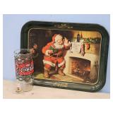 COKE SANTA TRAY, DAIR QUEEN COKE GLASS