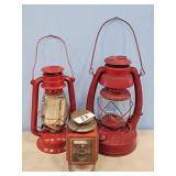3 RED OIL LANTERNS
