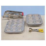 MUFFIN PANS, FRENCH FRY CUTTER, VINTAGE MELON BALL