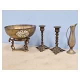 BRASS CANDLE HOLDERS, BOWL
