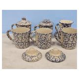 BLUE SPONGEWARE POTTERY