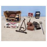 WOODEN PIPE, CIG. MAKERS, C-I COAT HOOK