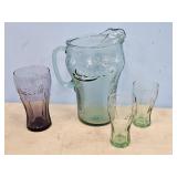 COCA COLA PITCHER, GLASSES