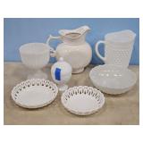 HOBNAIL WATER PITCHER, MCCOY PITCHER HAS CHIPS,