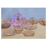 18 Pieces of PINK DEPRESSON GLASSWARE