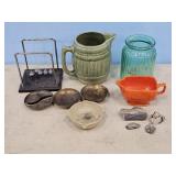EARLY BUTTERMILK PITCHER, GREEN JAR