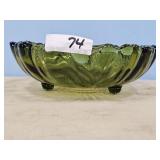 GREEN FOOTED INDIANA GLASS BOWL