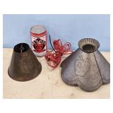 2 PUNCHED TIN LAMP SHADES