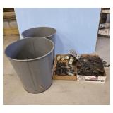 ASSORT. WIND CHIMES & 2 SMALL METAL TRASH CANS