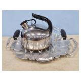 ALUIM. SERVING TRAY, & TEA POT