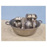 LARGE S.S. TUB & 2-WATER PITCHER