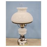 MILK GLASS HOBNAIL HURRICANE LAMP