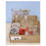 2 BEER MUGS & ASSORT. SHOT GLASSES