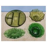 ASSORT. GREEN GLASS CANDY DISHES