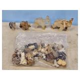 ONYX STONE ELEPHANTS & ASSORT ANIMAL FIGURINES