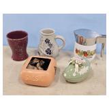 SALT-GLAZED GERMAN PITCHER, CORNINGWARE CREAMER