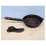 8 IN CAST IRON PAN & CAST IRON SHOE