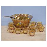 CARNIVAL GLASS PUNCH BOWL & CUPS