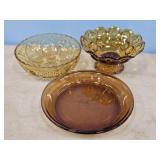 AMBER GLASS BOWLS/Pie Plate
