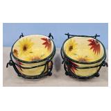 SUN FLOWER DISHES W/HOLDERS