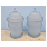 FROSTED BABY BLUE IINDIANA GLASS GINGER JAR