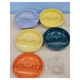 PLASTIC ASH TRAYS & GLASS HORSESHOE ASH TRAY