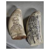 2 PIECES OF SCRIMSHW REPRO