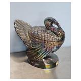 CARNIVAL GLASS COVERED TURKEY DISH