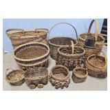 2 BOX FULL OF HAND WOVEN BASKETS