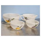 FIRE KING HAND PAINTED MIXING BOWLS & BATTER BOWL