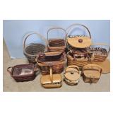 PLASTIC TOTE FULL OF LONGABERGER BASKETS, 1998
