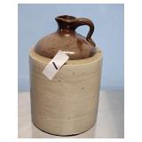 BROWN & WHITE CROCK JUG