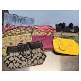 TOTE WITH APPROX 10 COACH PURSES