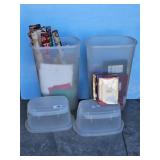 2 PLASTIC TOTES OF CHRISTMAS WRAPPING PAPER